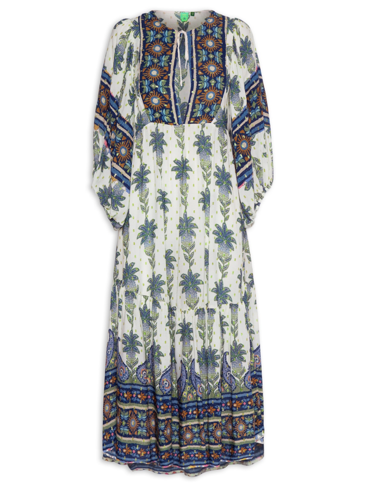 Vestido Feminino Longo Sonho De Abacaxi - Off-white