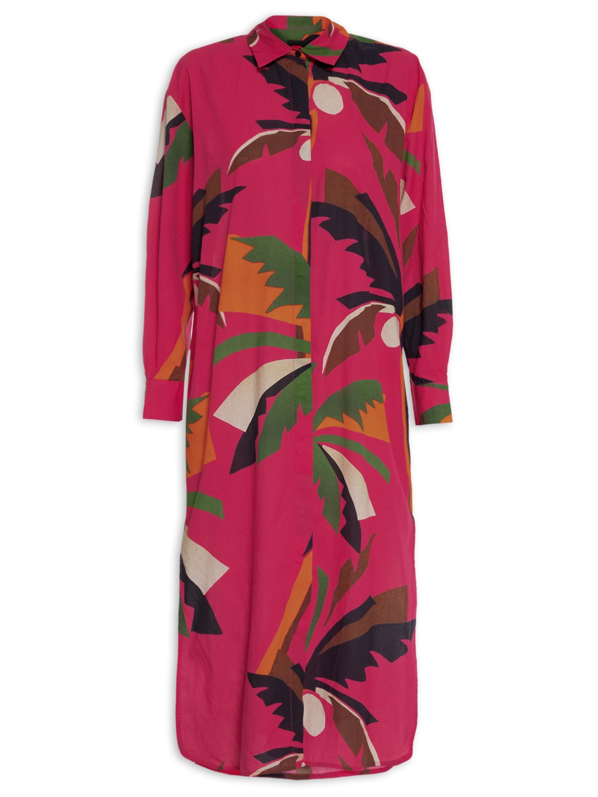 Vestido Feminino Midi Chemise Coqueiro - Rosa