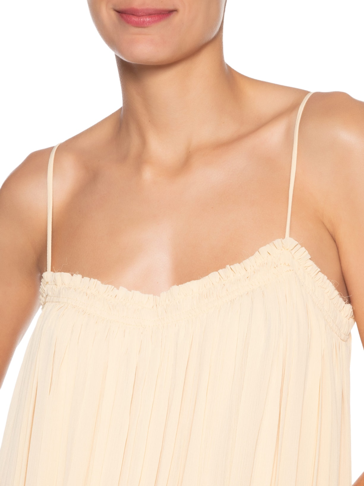 Vestido Feminino Midi Com Aplicação de Renda Amarelo '2Essential