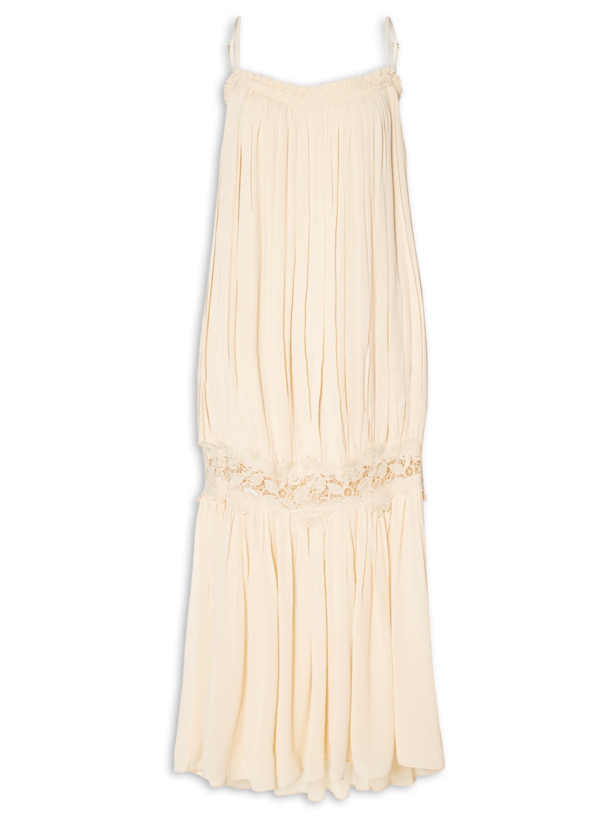 Vestido Feminino Midi Com Aplicação de Renda - Amarelo