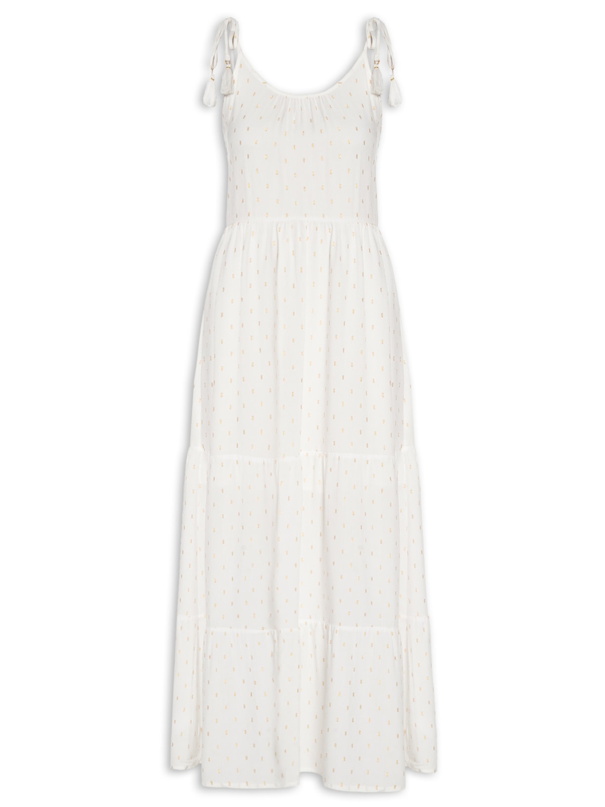 Vestido Feminino Midi Com Lurex - Off White
