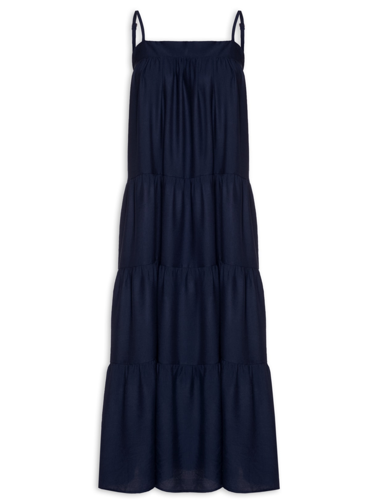 Vestido Feminino Midi Com Recortes - Azul
