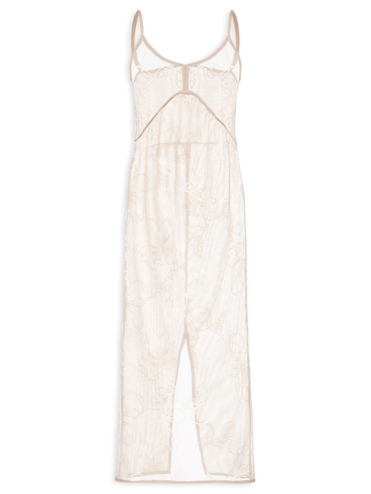 Vestido Feminino Midi Com Recortes E Franzido Bege '2Essential