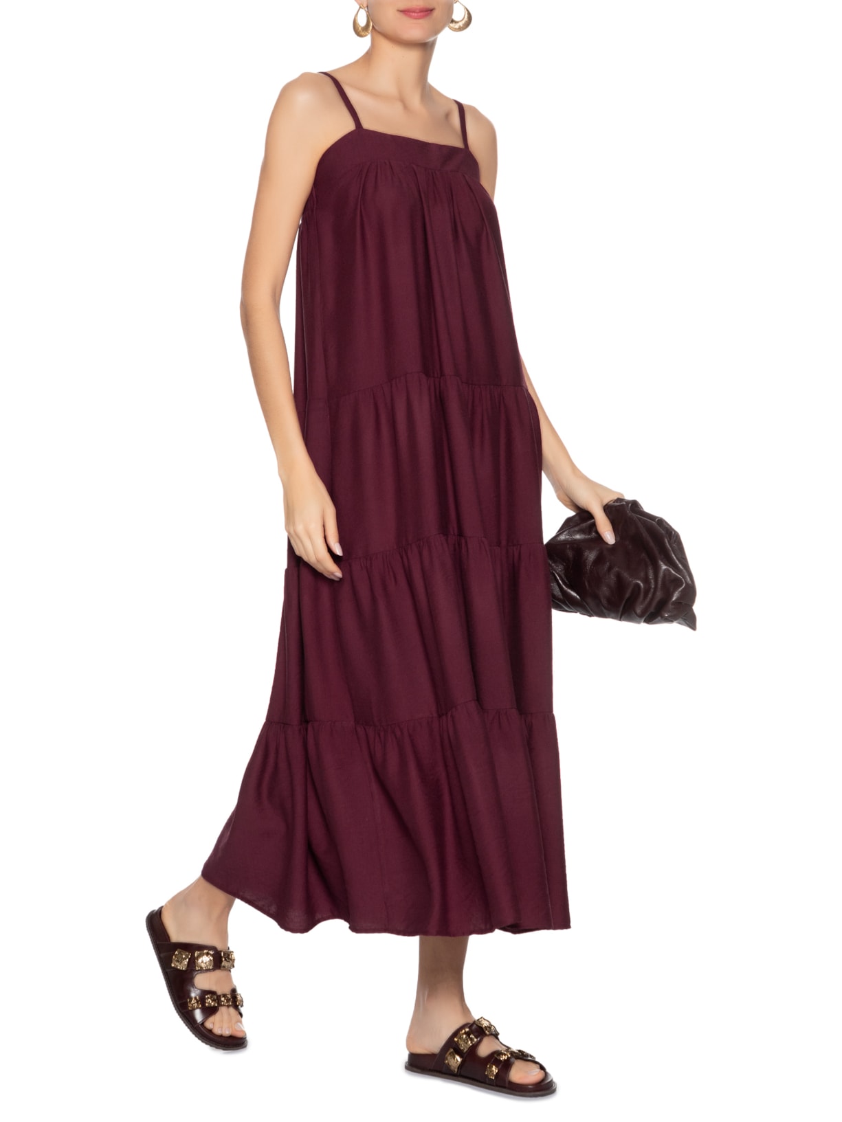 Vestido Feminino Midi Com Recortes Vermelho Market 33