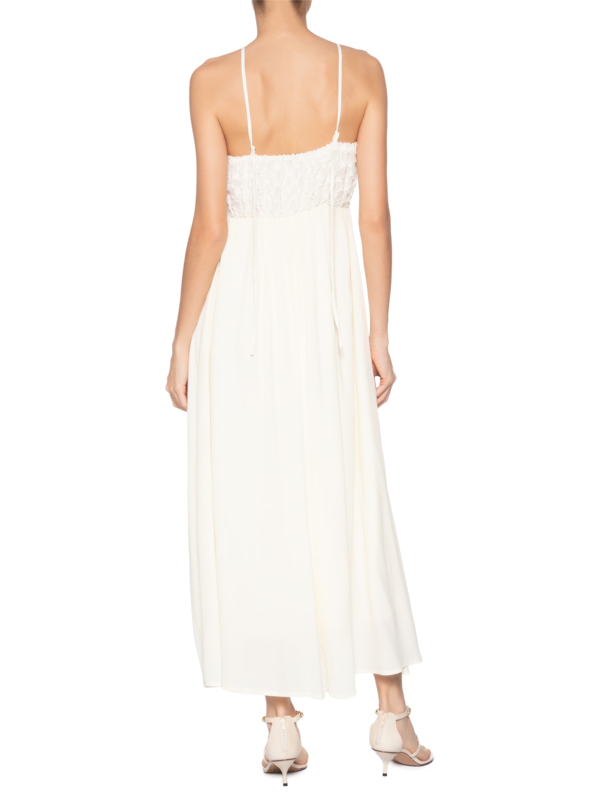 Vestido Feminino Midi Fluido Com Textura Bege '2Essential