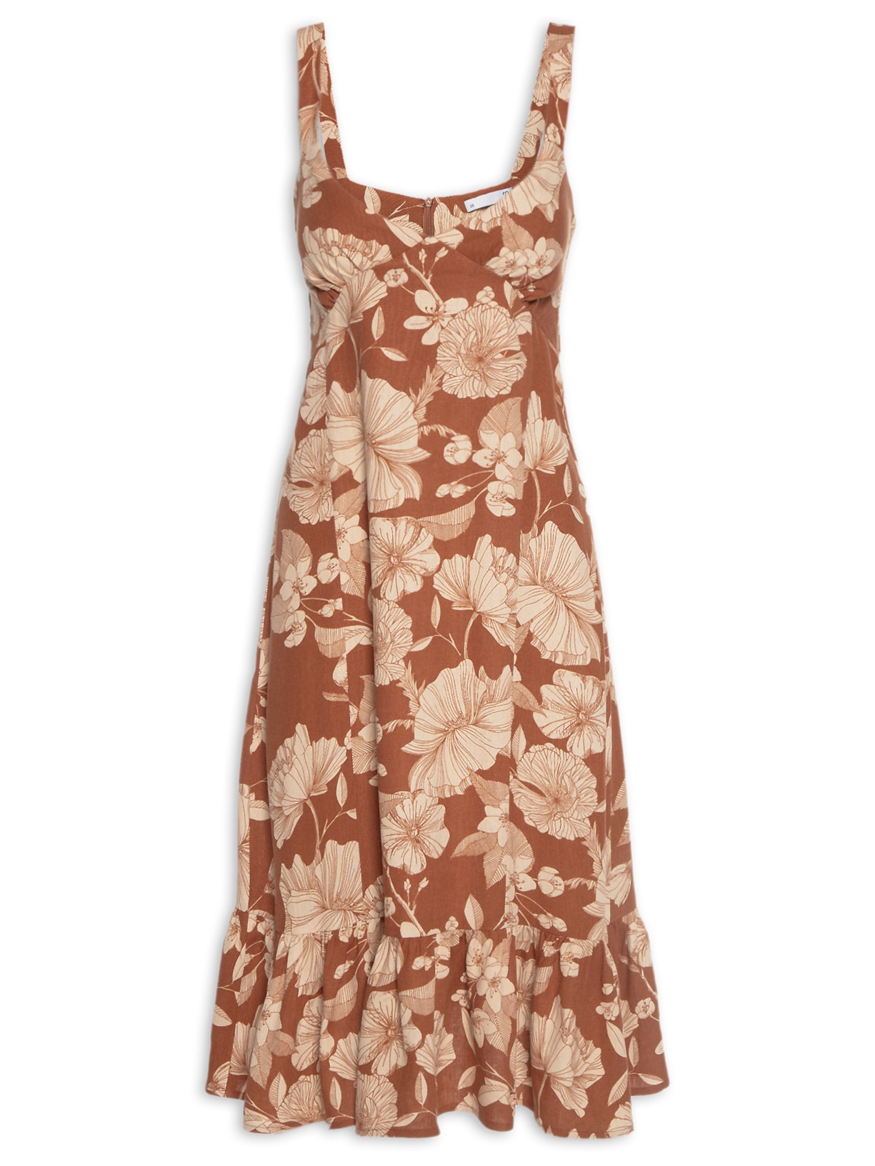 Vestido Feminino Midi Linho Misto - Marrom