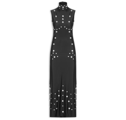 Vestido Feminino Sleeveless Snaps - Preto