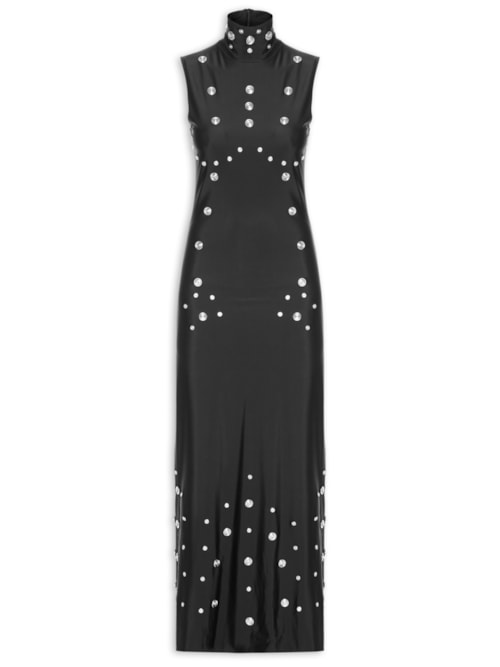Vestido Feminino Sleeveless Snaps - Preto