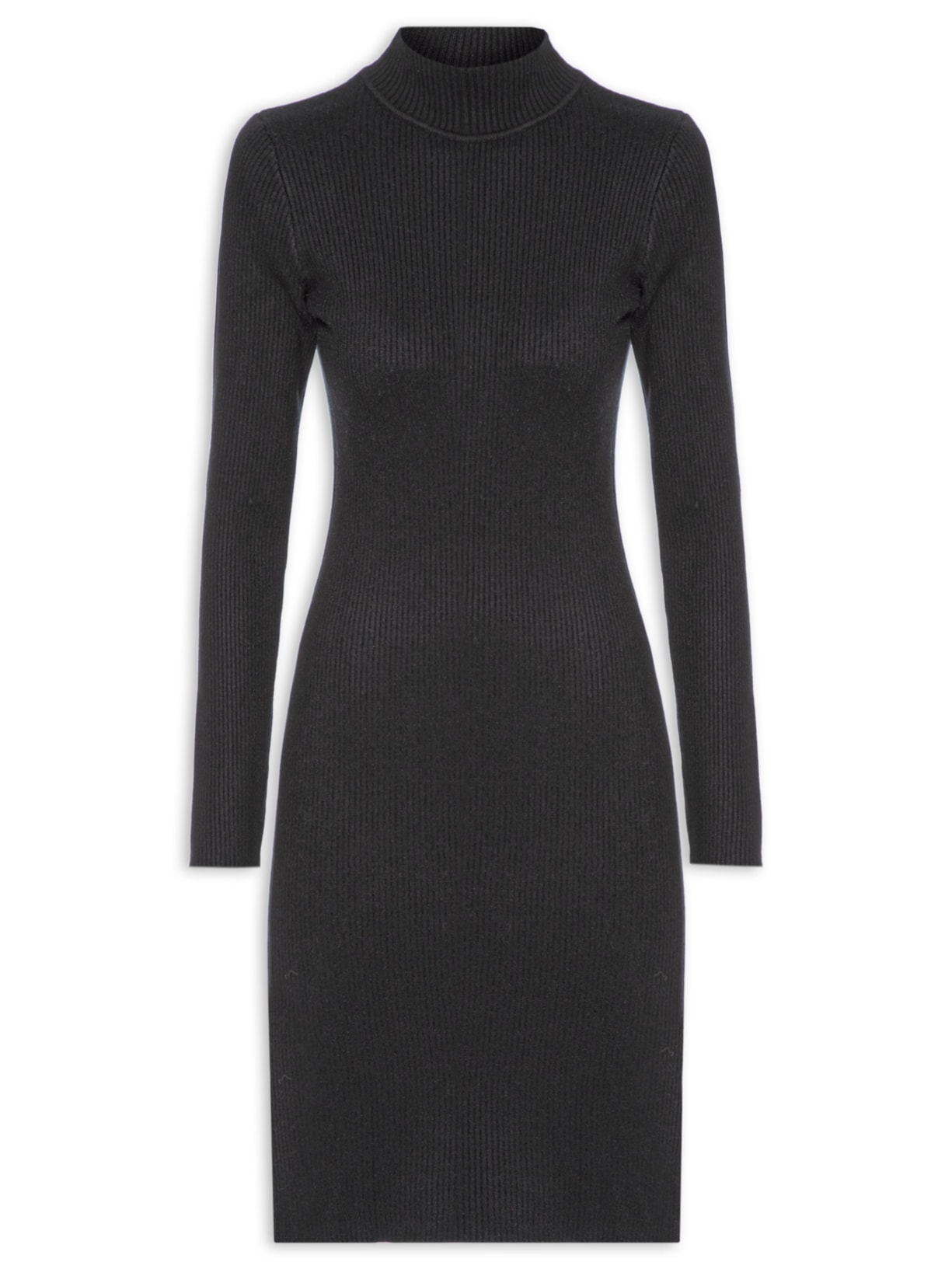 Vestido Feminino Tricot Manga Longa - Preto