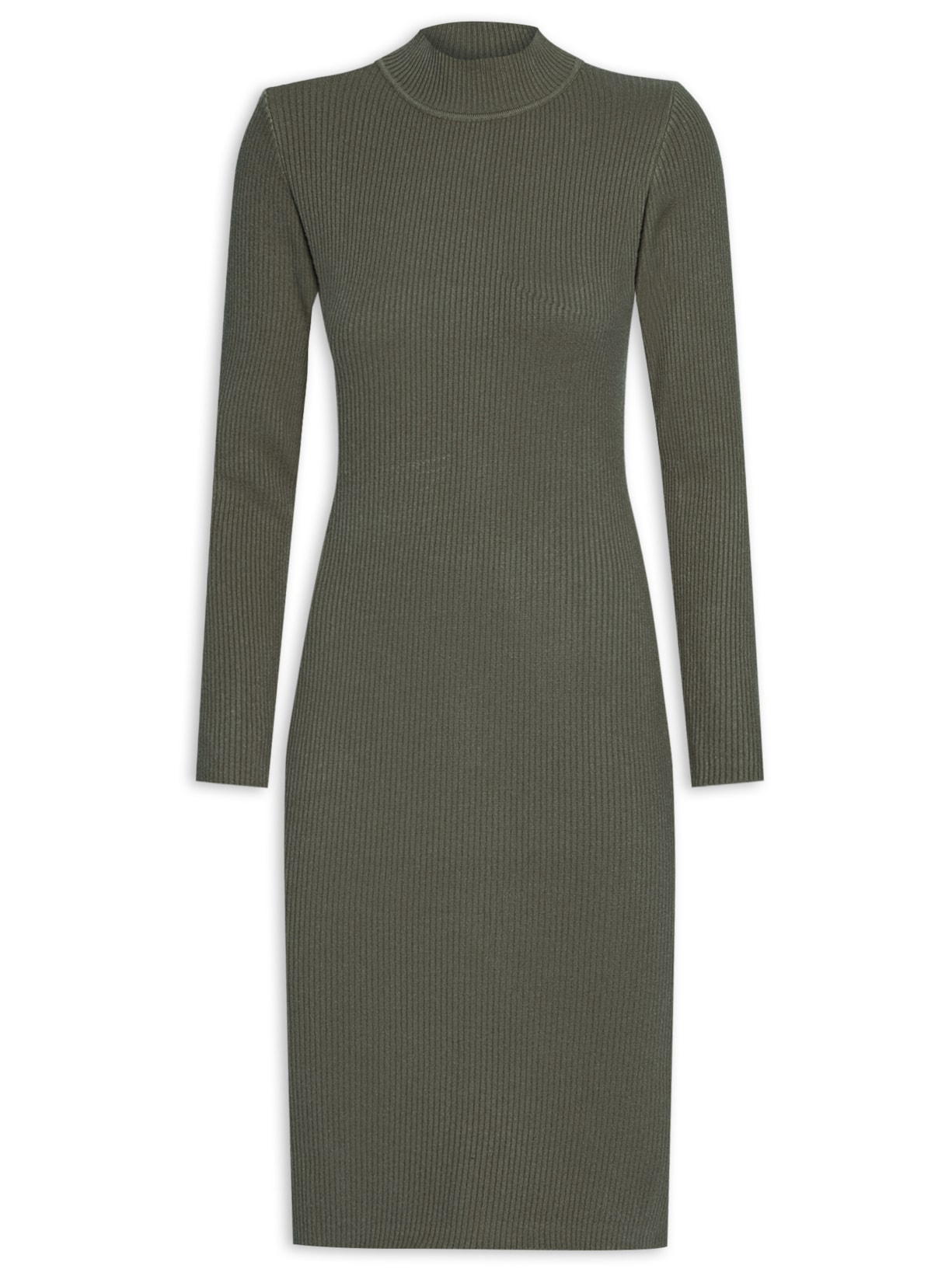 Vestido Feminino Tricot Manga Longa - Verde