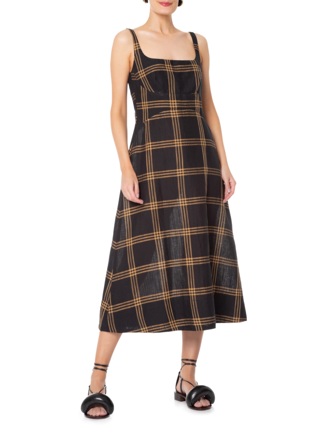 Vestido Fio Tinto Crossed Midi Preto Osklen