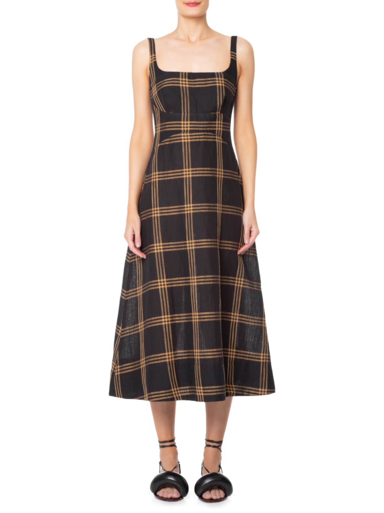 Vestido Fio Tinto Crossed Midi Preto Osklen