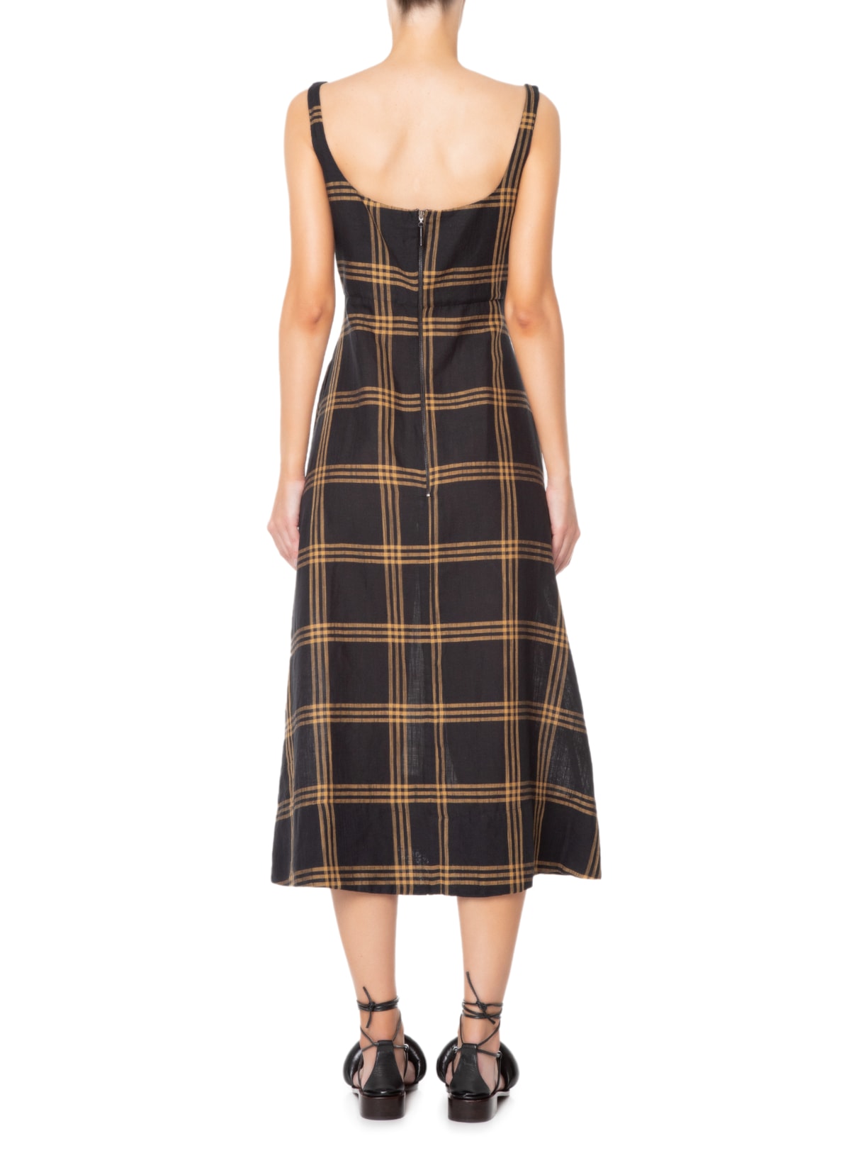 Vestido Fio Tinto Crossed Midi Preto Osklen