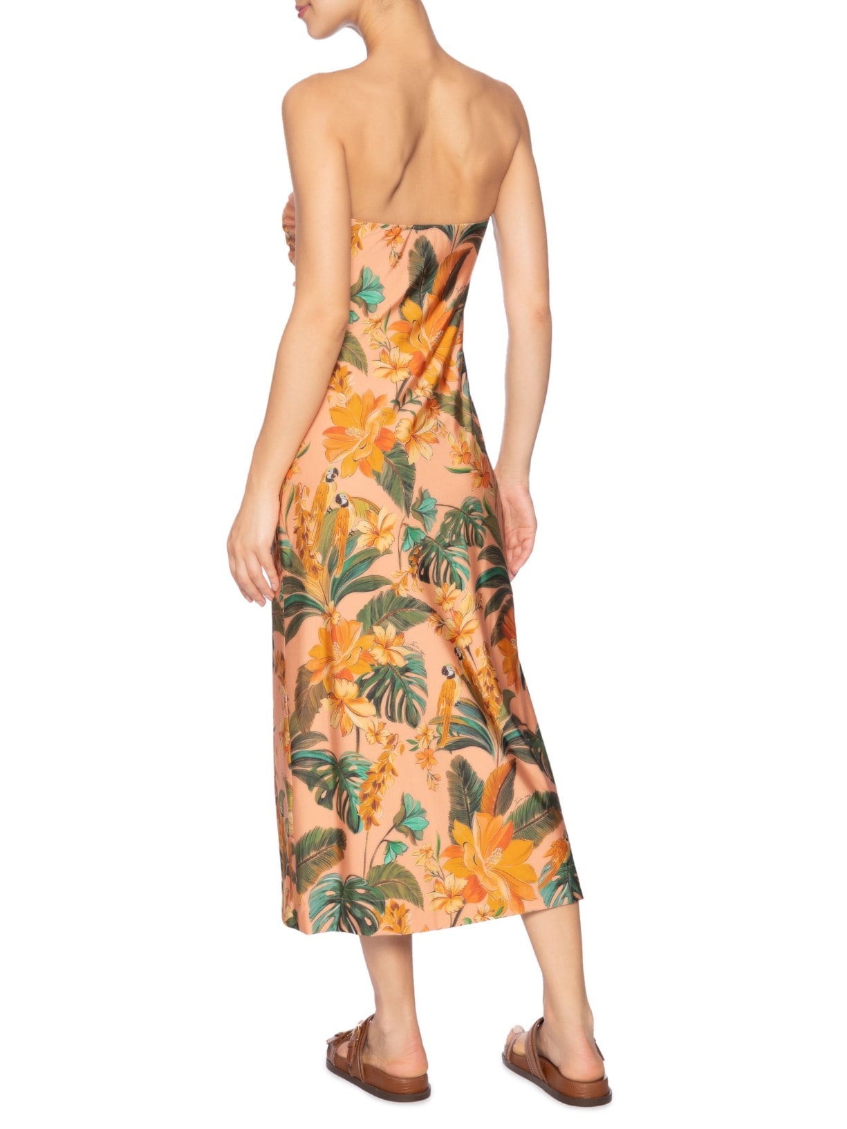 Vestido Flor Cantos Dos Pássaros Laranja Farm