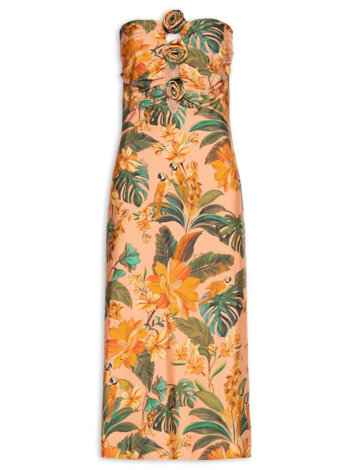 Vestido Flor Cantos Dos Pássaros - Laranja