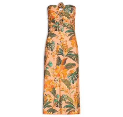 Vestido Flor Cantos Dos Pássaros - Laranja