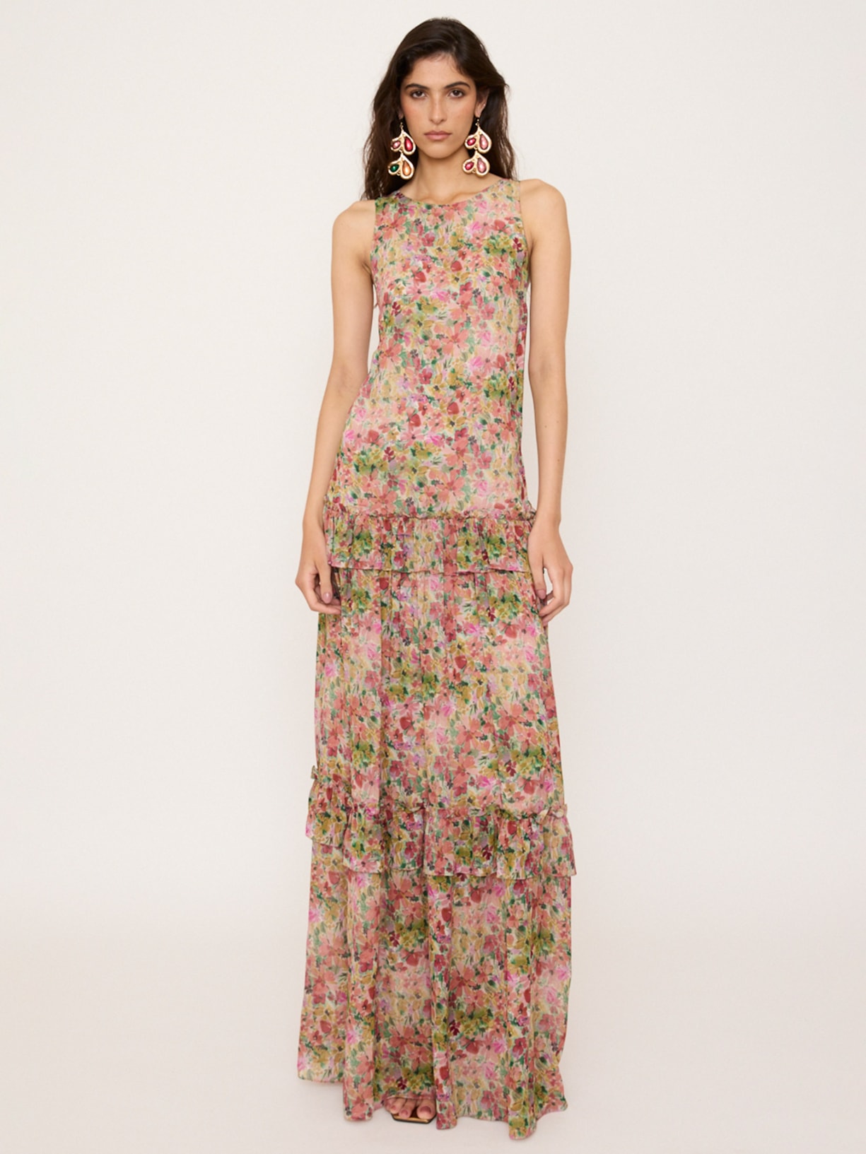Vestido Flora Longo V27 Rosa Mixed