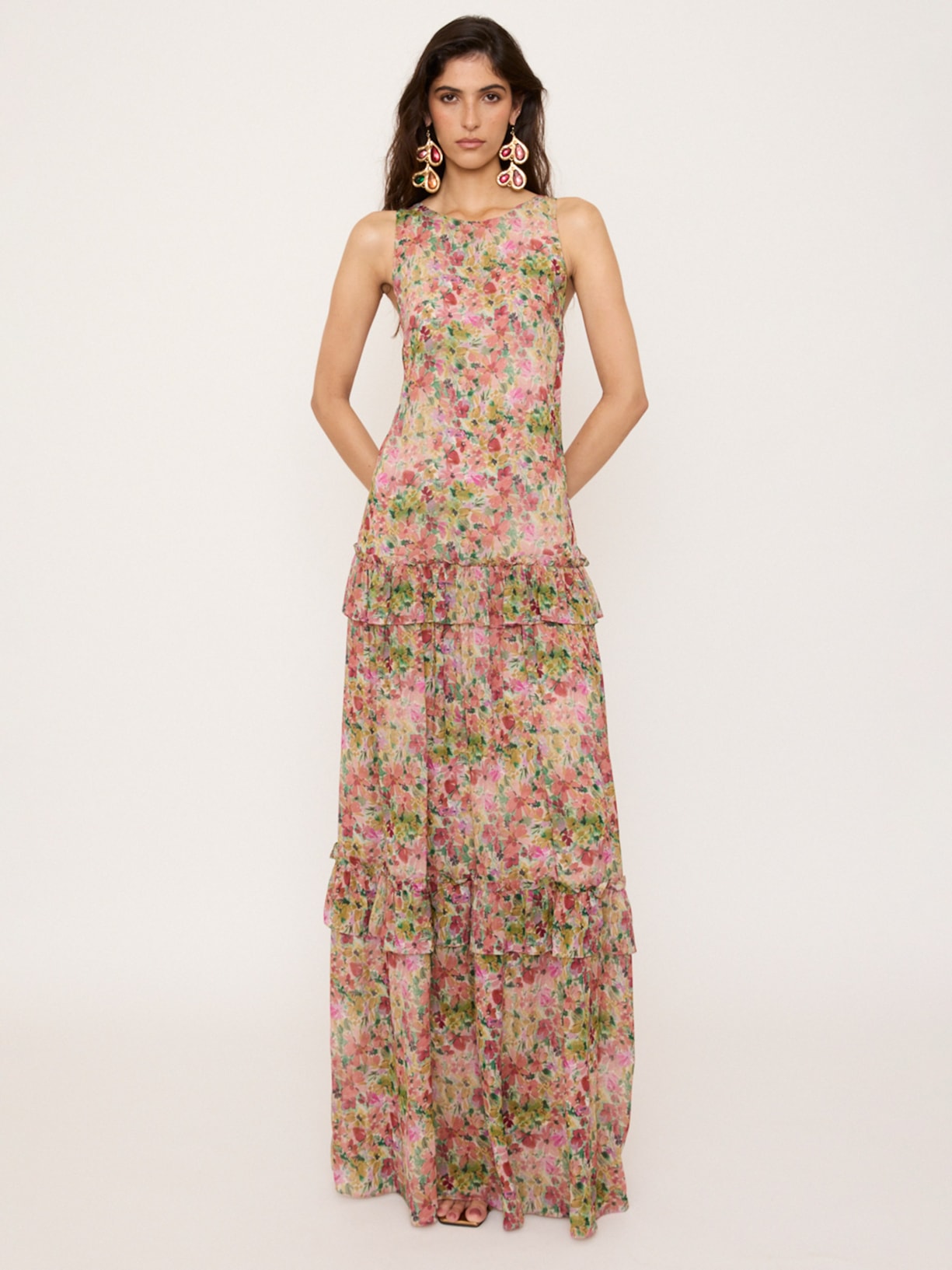 Vestido Flora Longo V27 Rosa Mixed