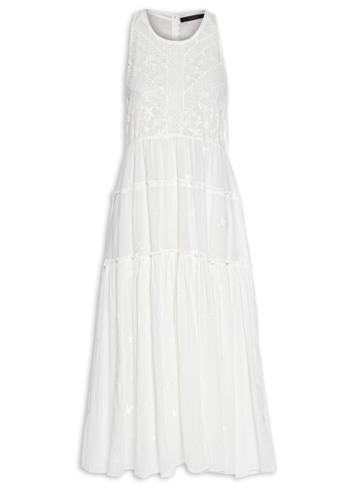 Vestido Floral De Linha - Branco