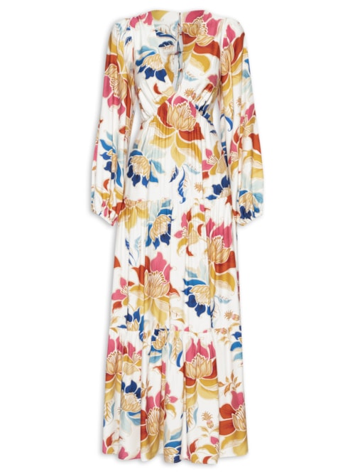Vestido Floral Majestoso - Branco