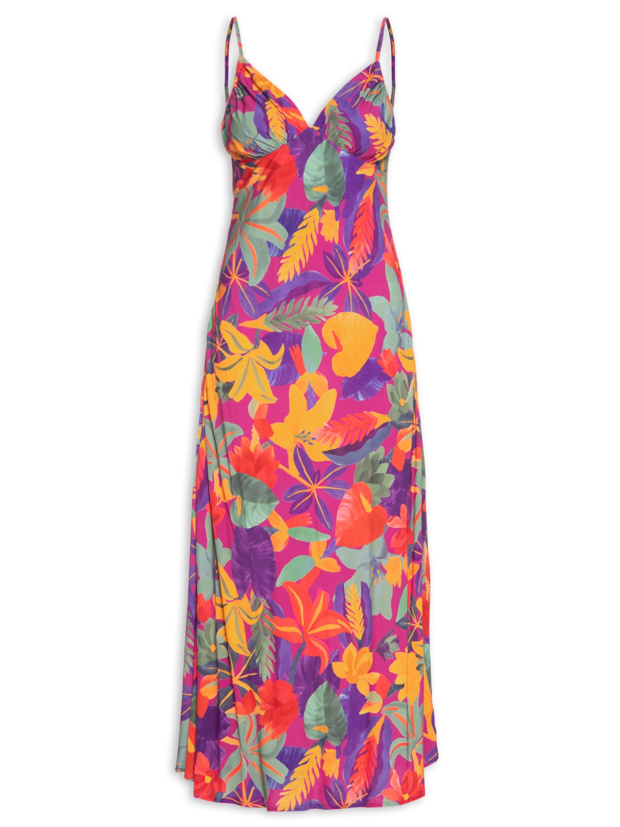 Vestido Floral Tropical - Roxo