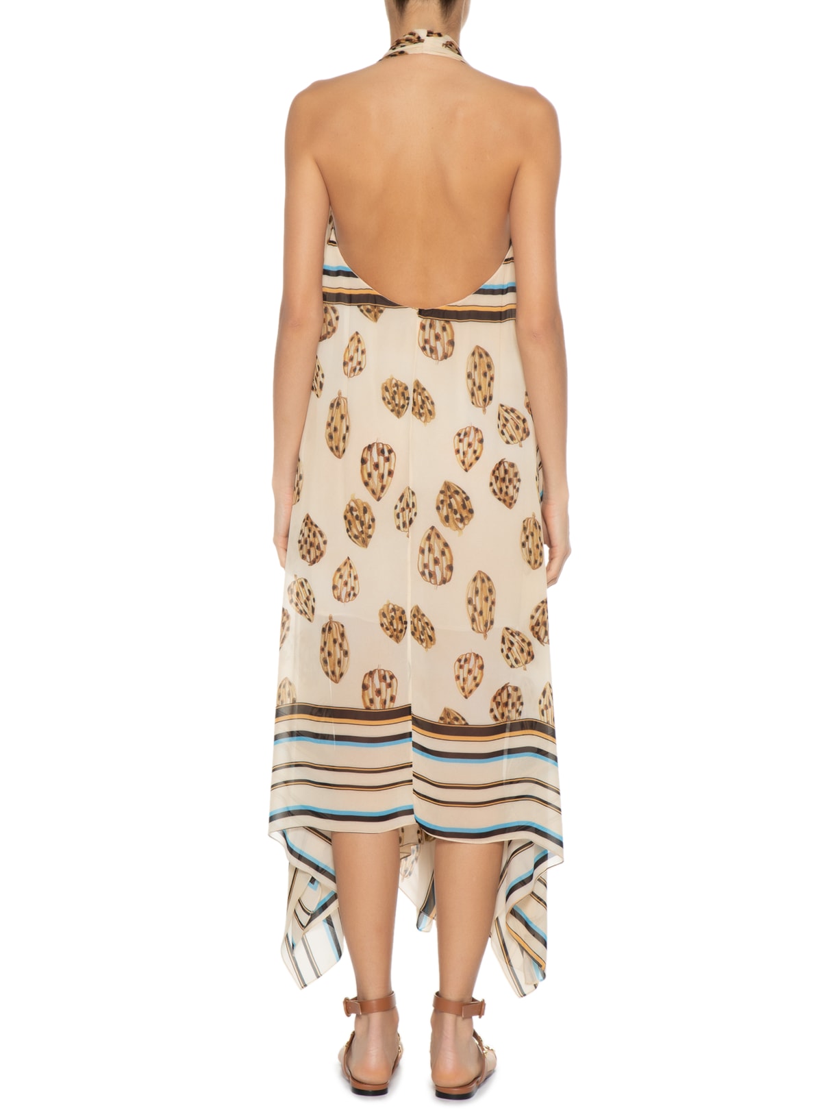 Vestido Fluido Lenço Cacau Bege Animale