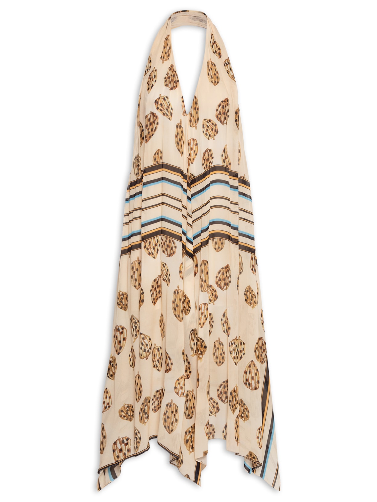 Vestido Fluido Lenço Cacau Bege Animale