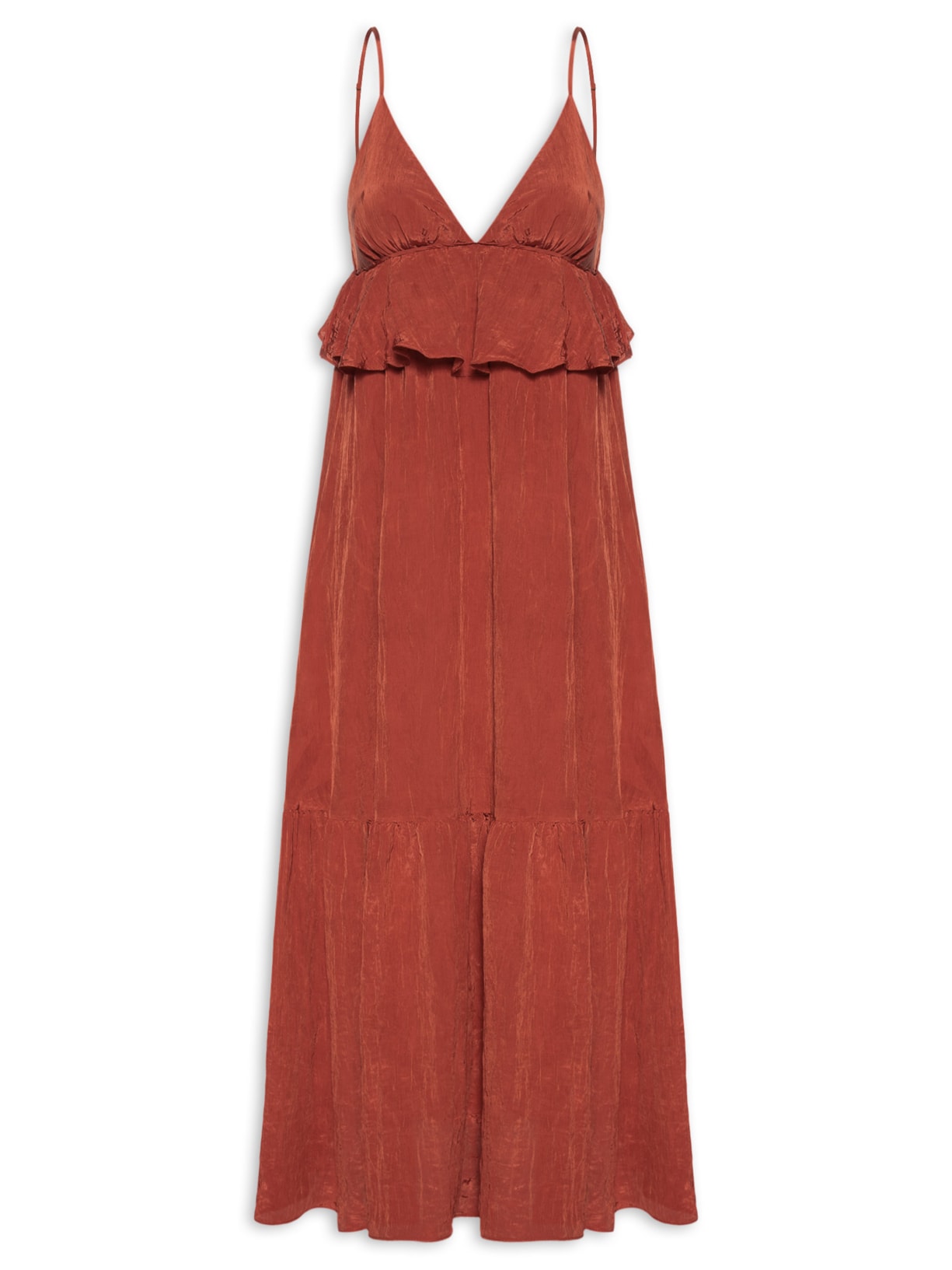 Vestido Fluido Midi Vermelho Farm