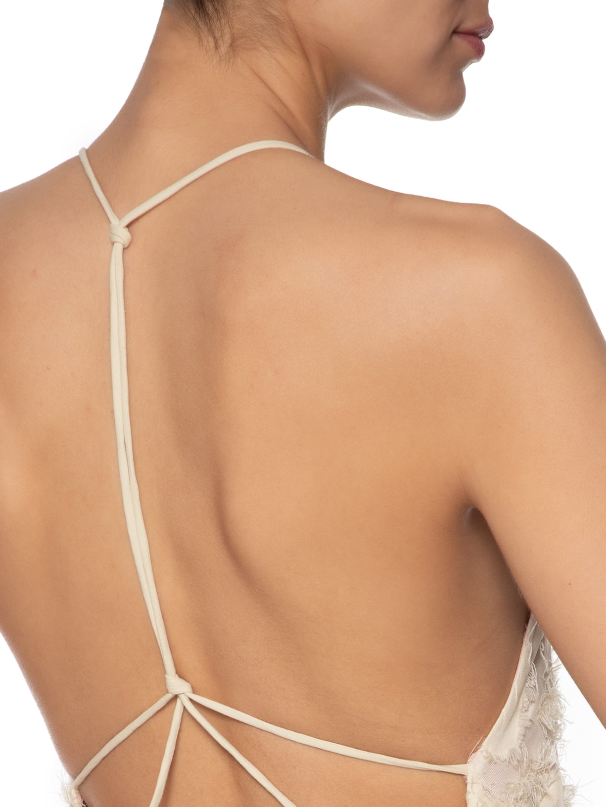 Vestido Fluido Transparência Jacquard Bege Animale Jeans