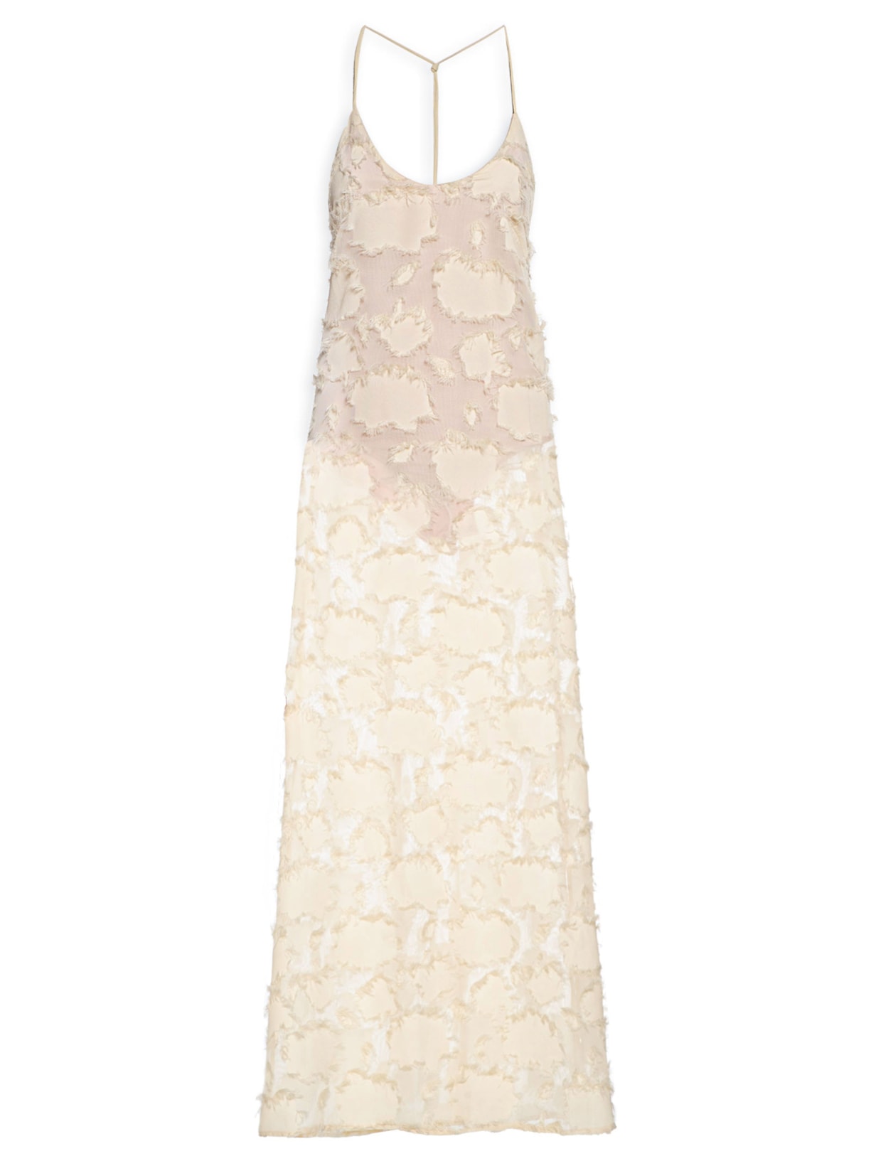 Vestido Fluido Transparência Jacquard - Bege