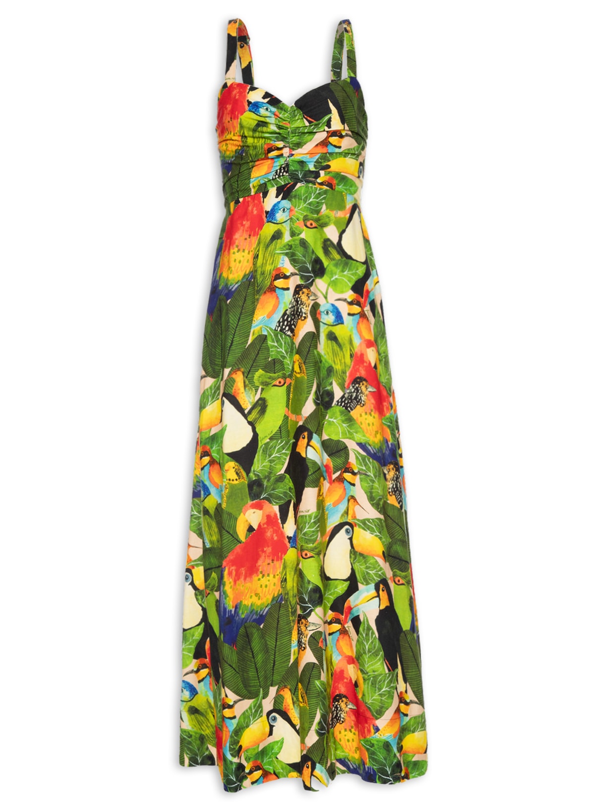 Vestido Folhagem De Pássaro - Verde