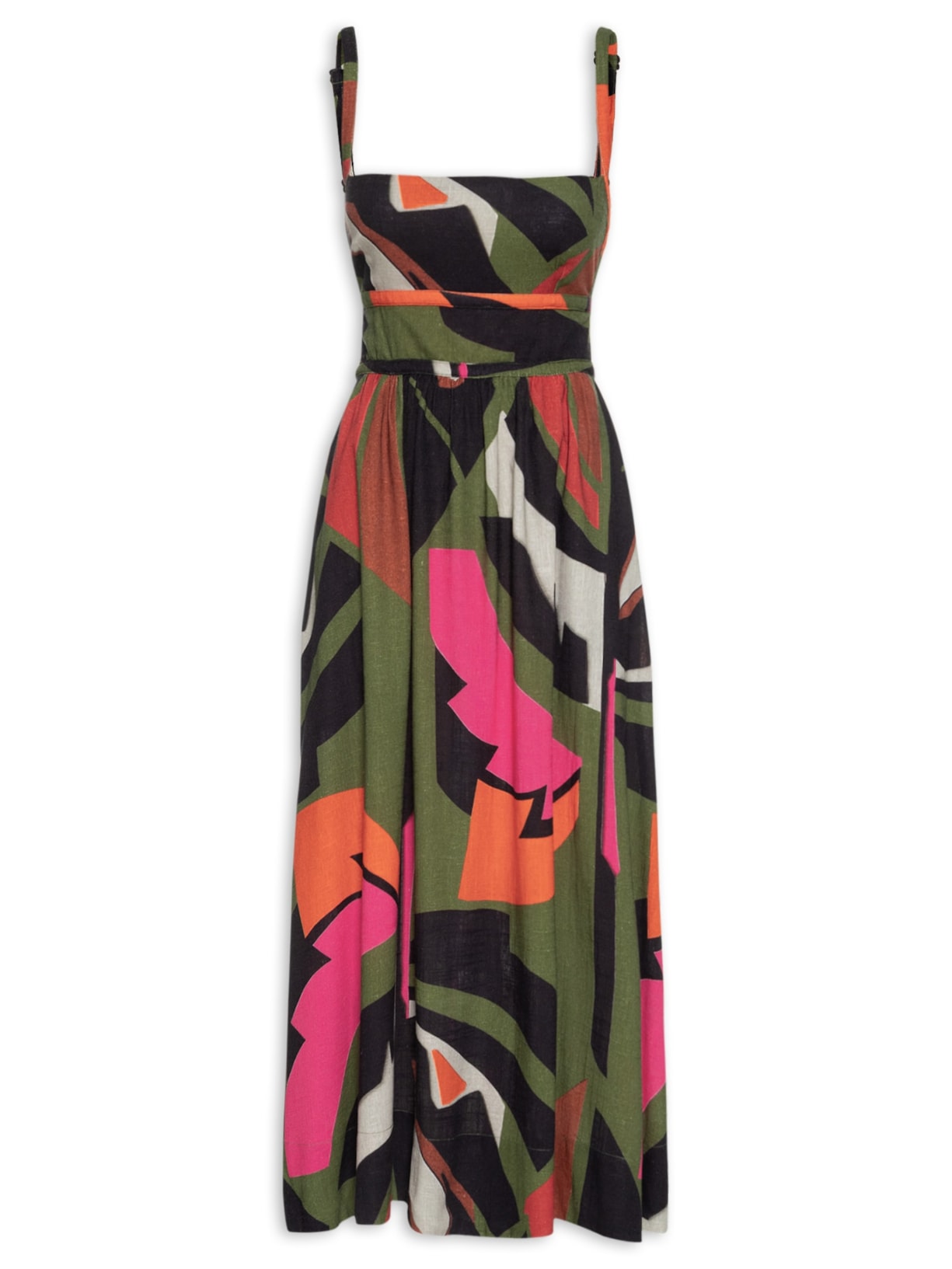 Vestido Folhagem Midi - Verde