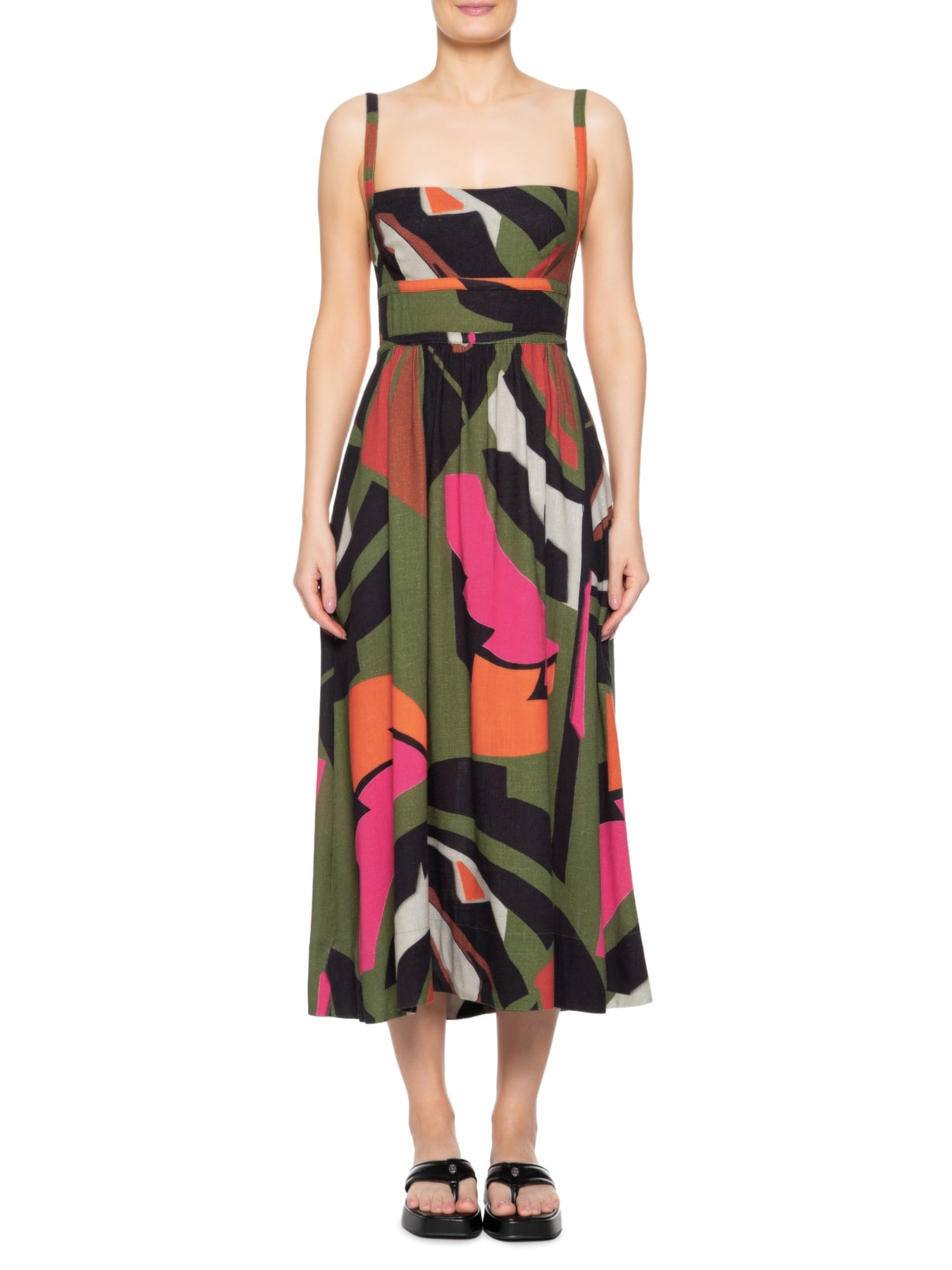 Vestido Folhagem Midi Verde Osklen