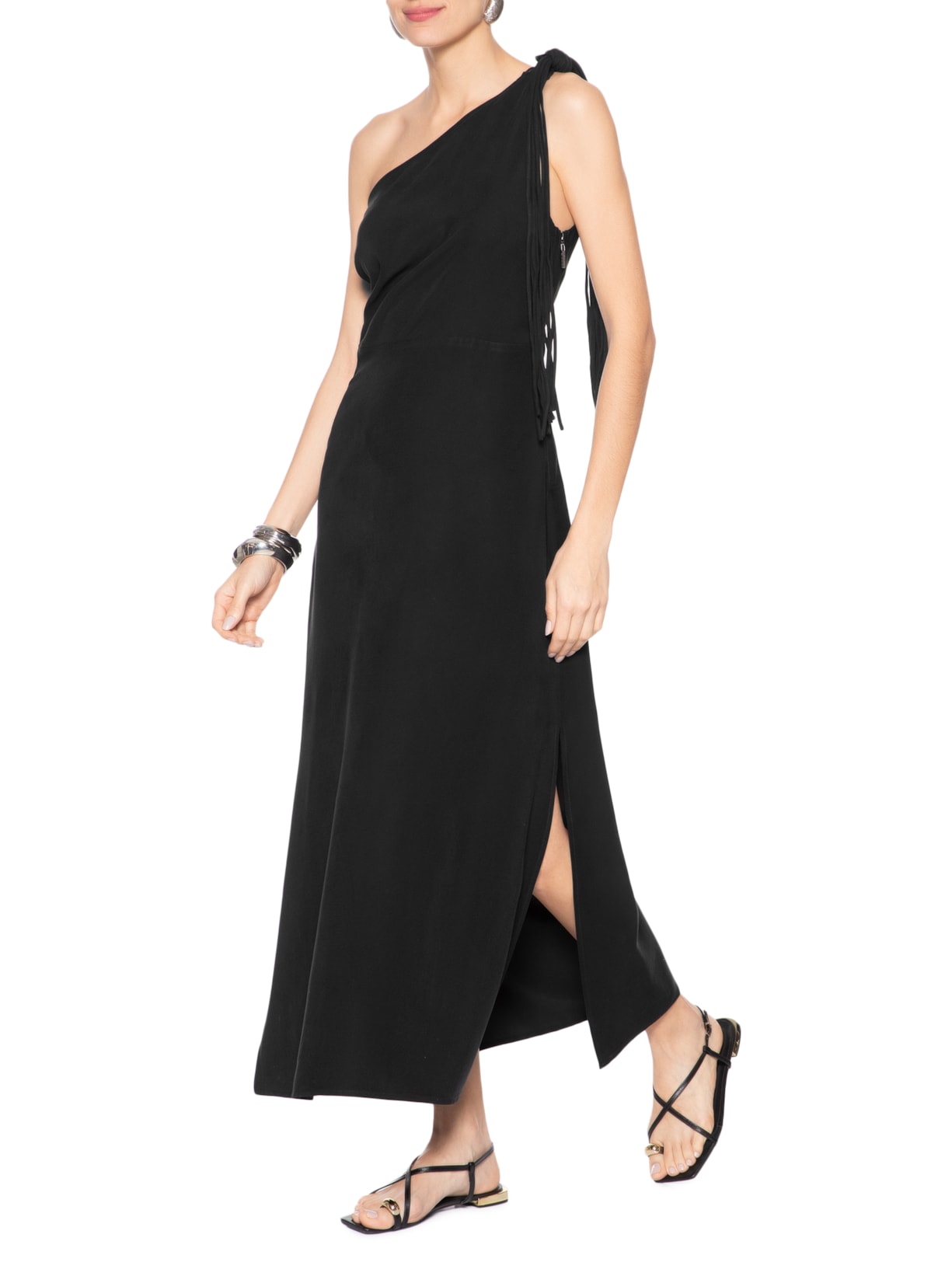 Vestido Franjas Preto Le Lis