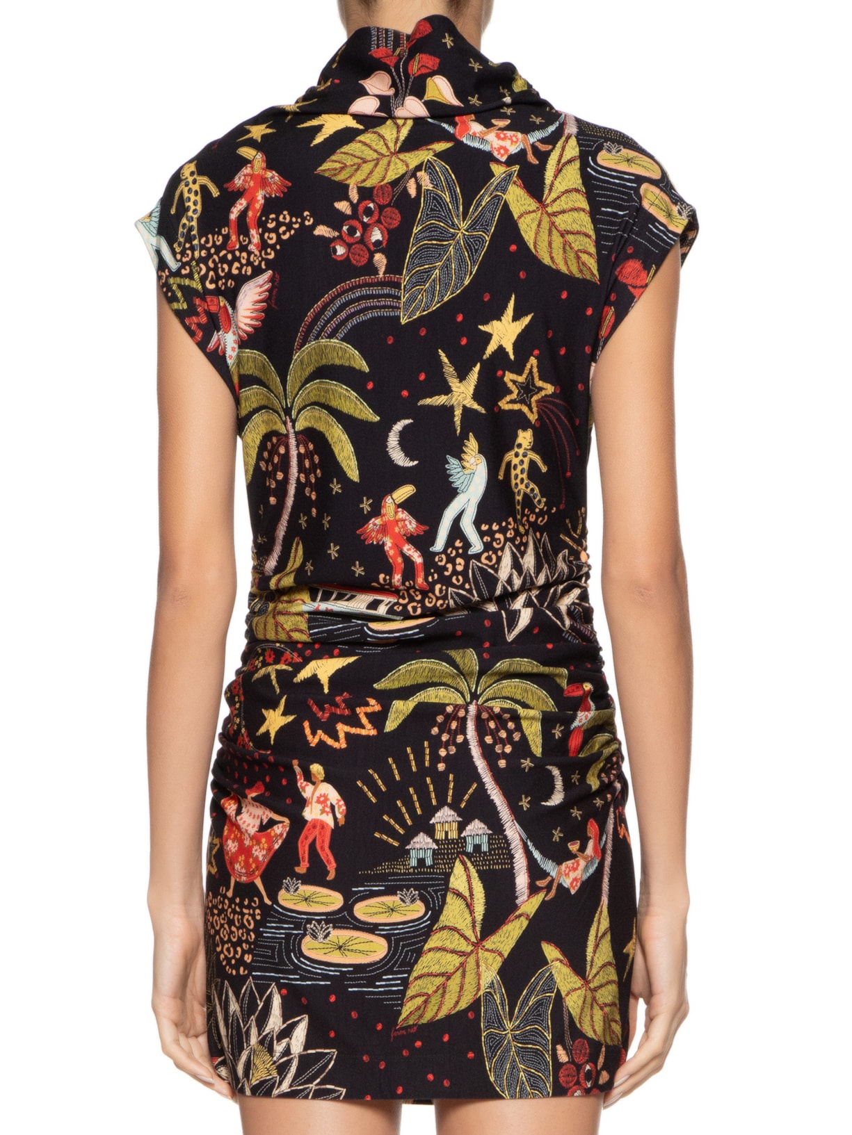 Vestido Franzido Carnaval Das Águas Preto Farm