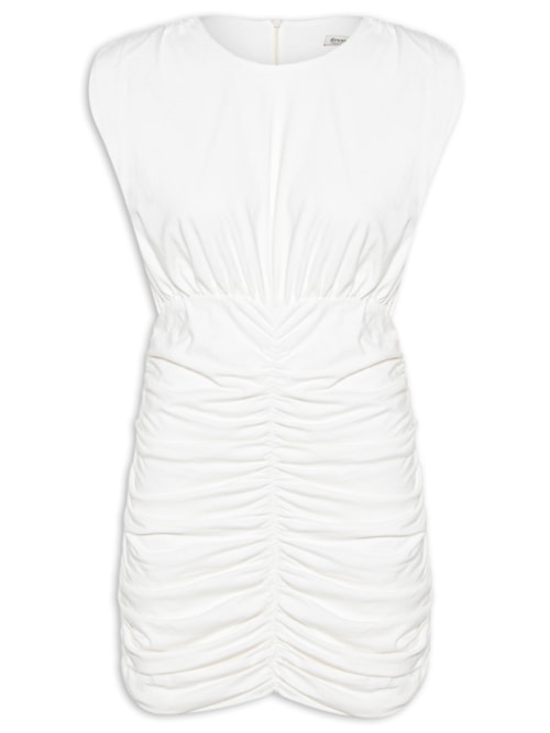Vestido Franzido Com Ombreira - Off White