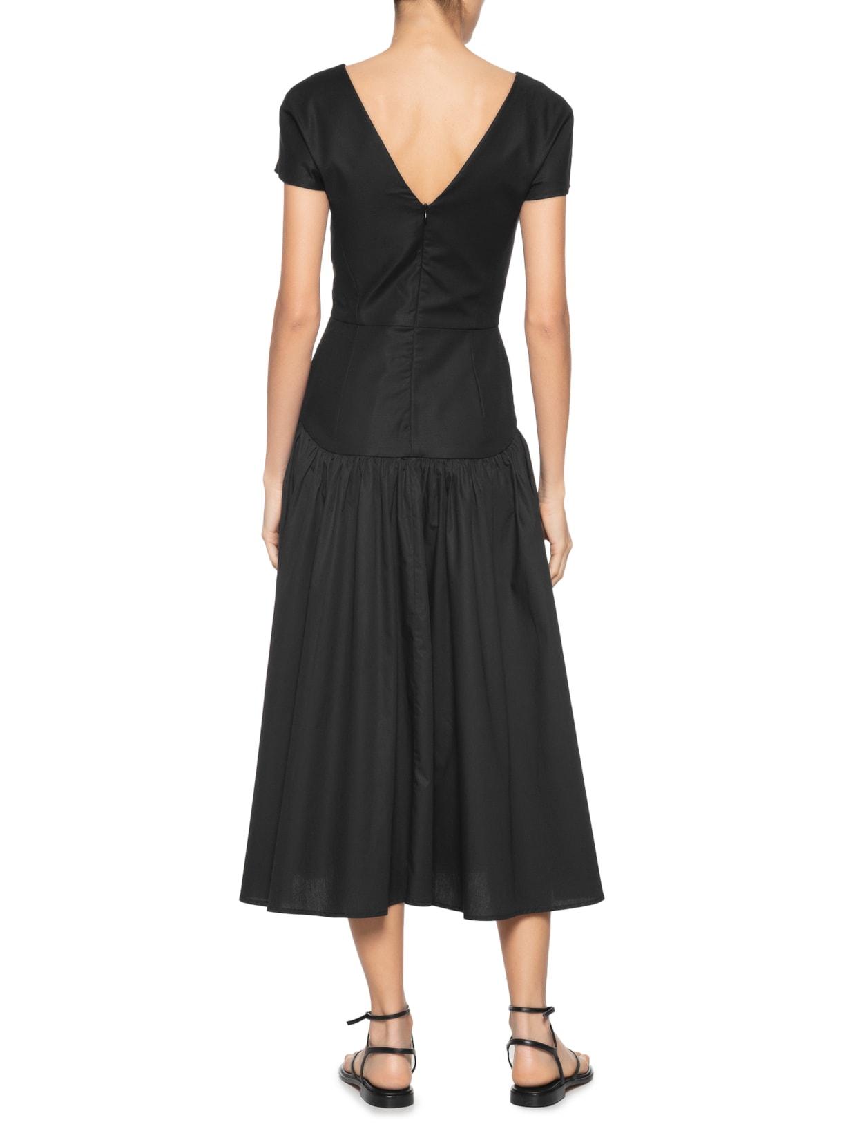 Vestido Franzido Decote V Fianco Preto Andrea Marques