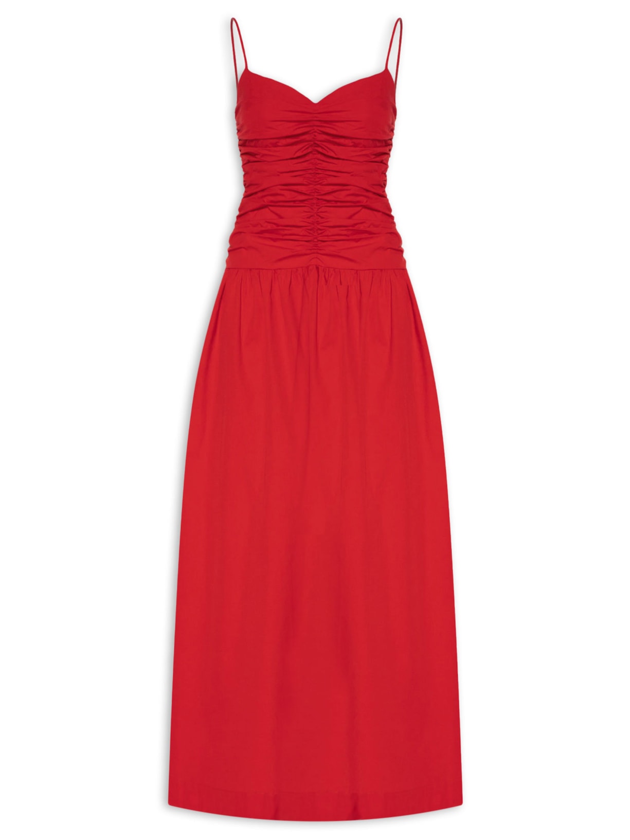 Vestido Franzido Frente Vermelho Farm