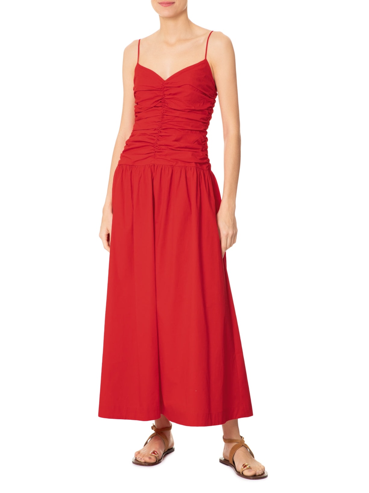 Vestido Franzido Frente Vermelho Farm