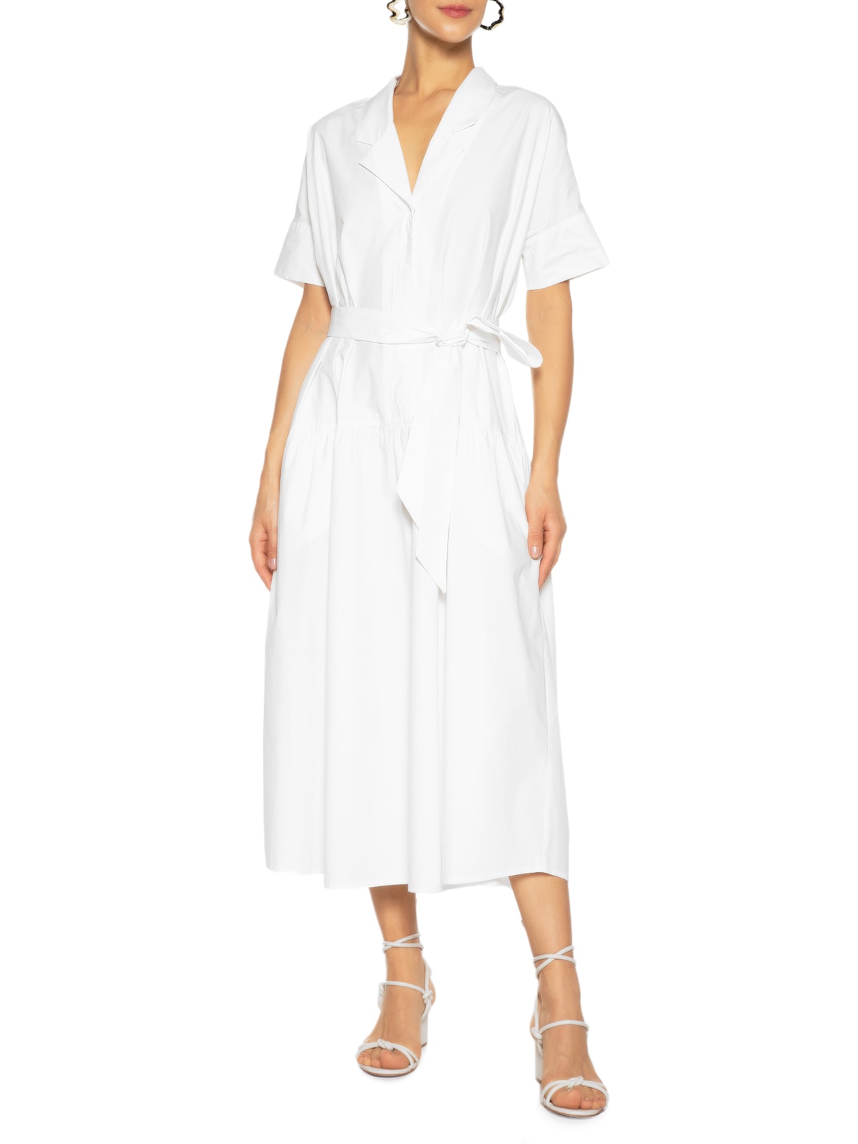 Vestido Franzido Gola Cubana Branco Andrea Marques