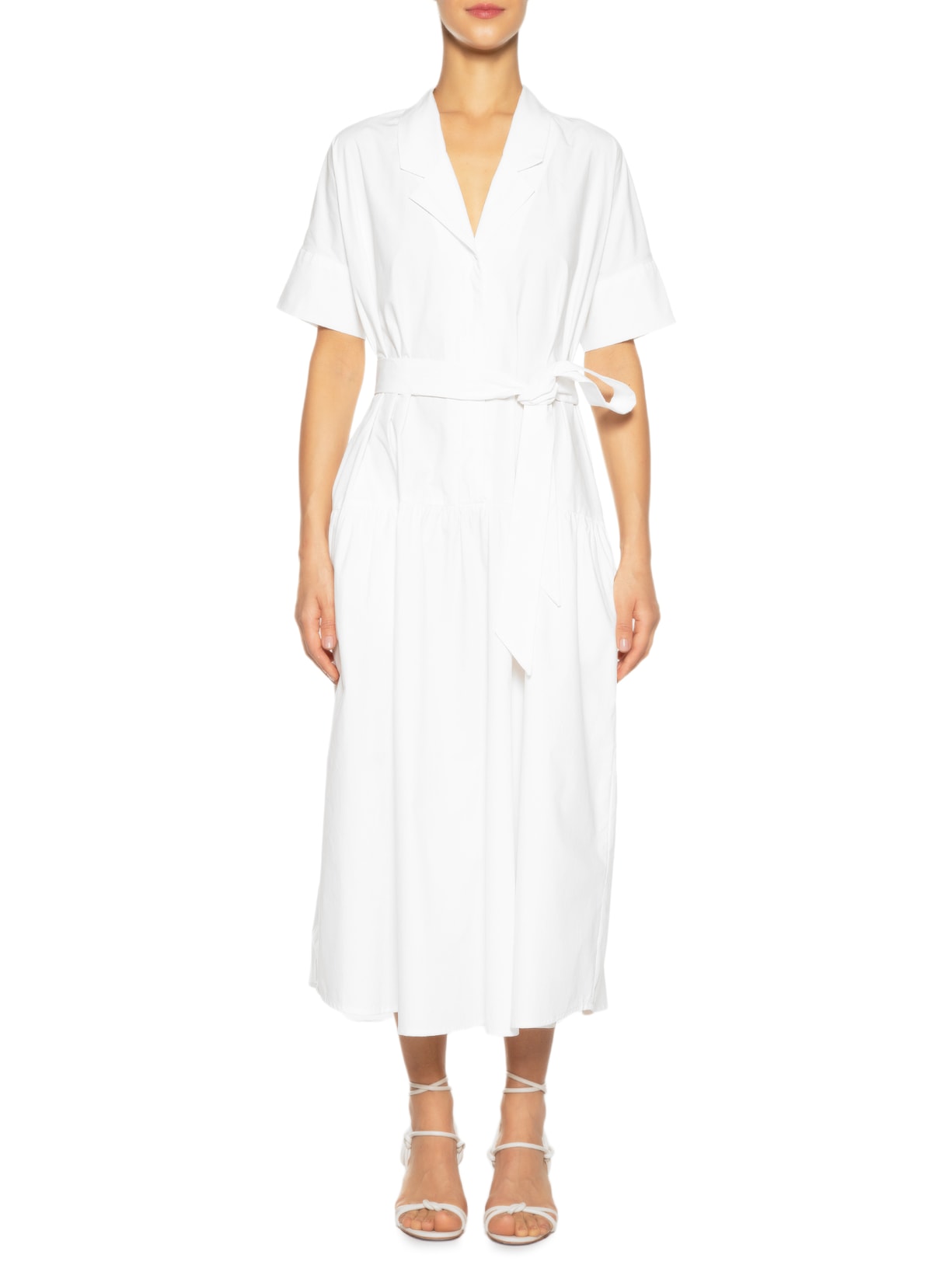 Vestido Franzido Gola Cubana Branco Andrea Marques