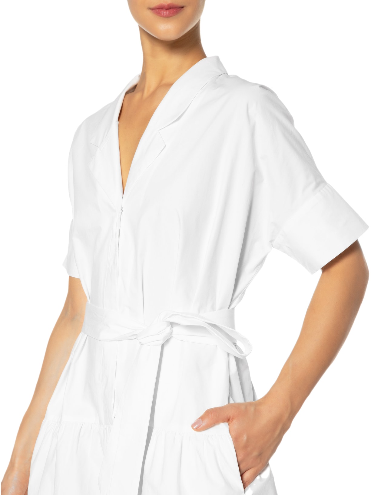 Vestido Franzido Gola Cubana Branco Andrea Marques