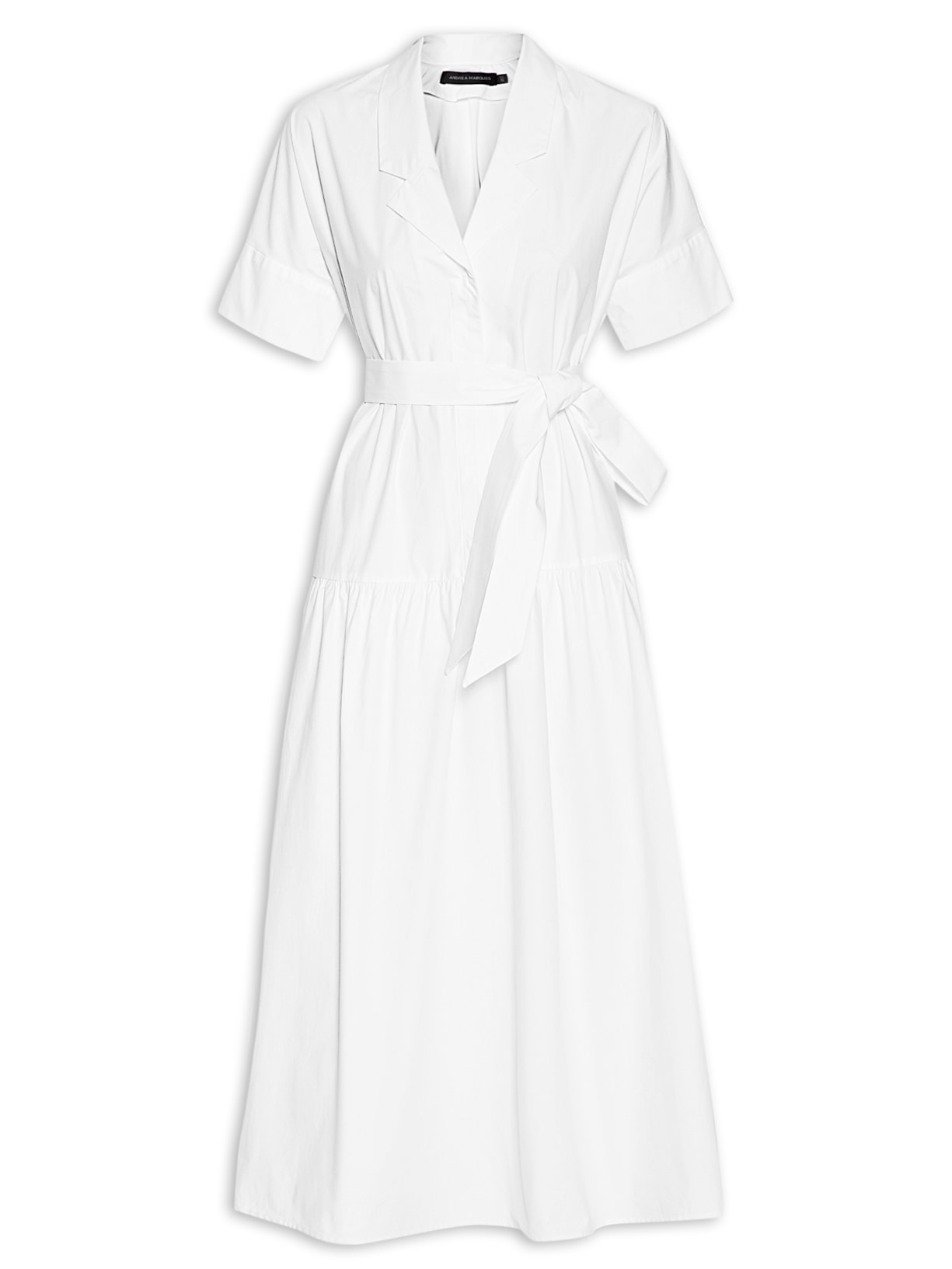 Vestido Franzido Gola Cubana Branco Andrea Marques