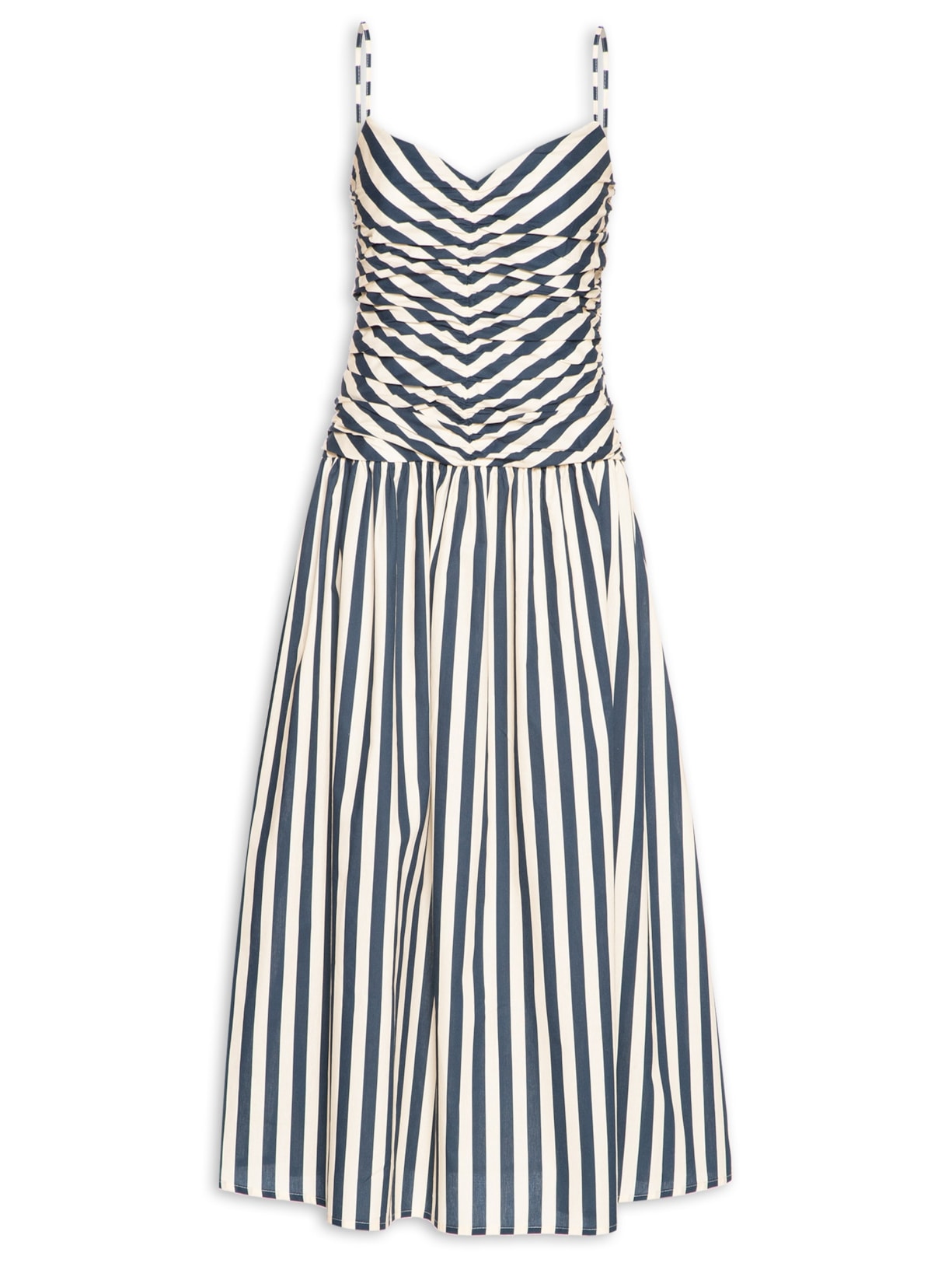 Vestido Franzido Listra - Bege