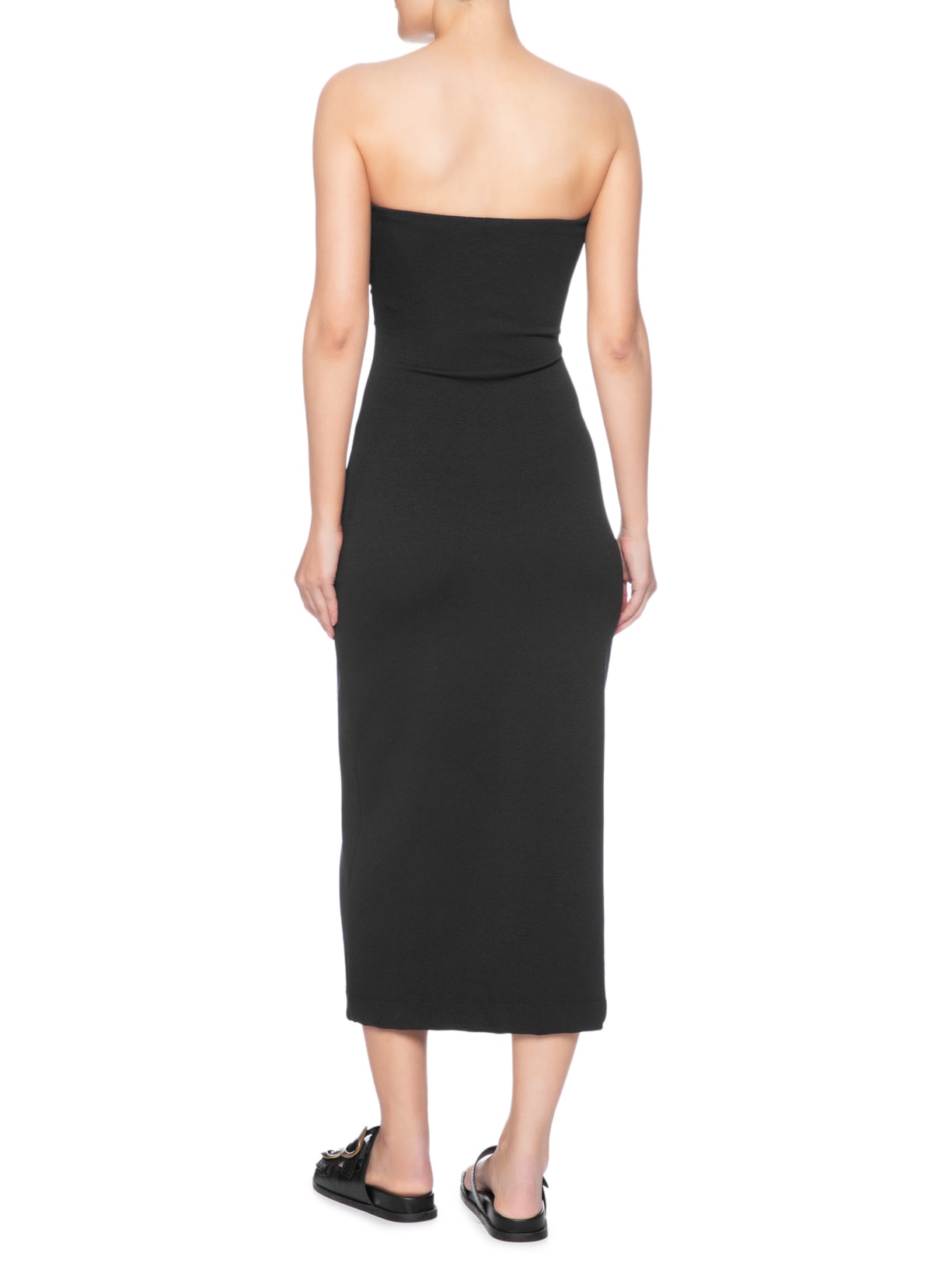 Vestido Franzido Midi Preto Farm