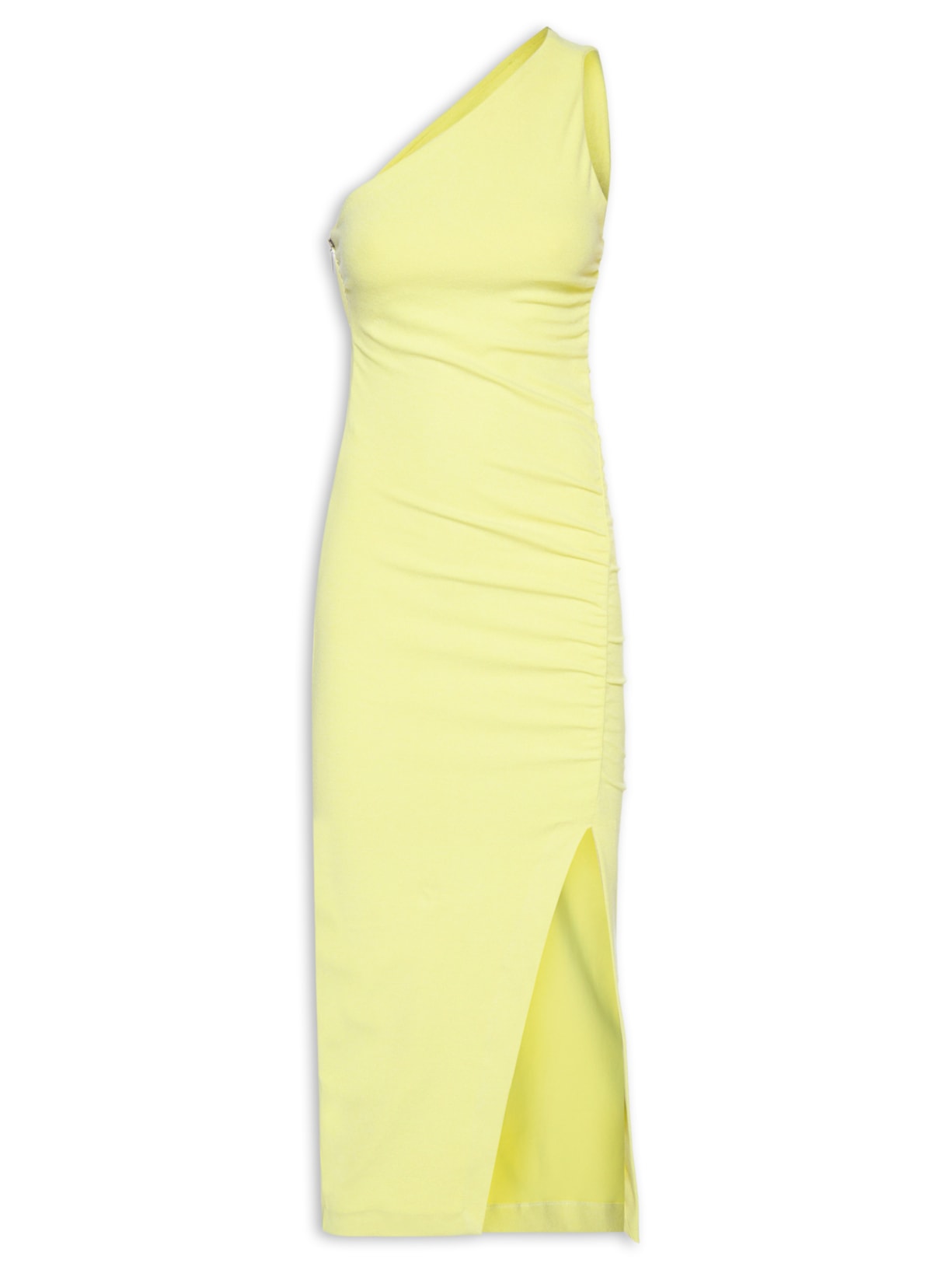 Vestido Franzido Midi Um Ombro Só Verde Animale