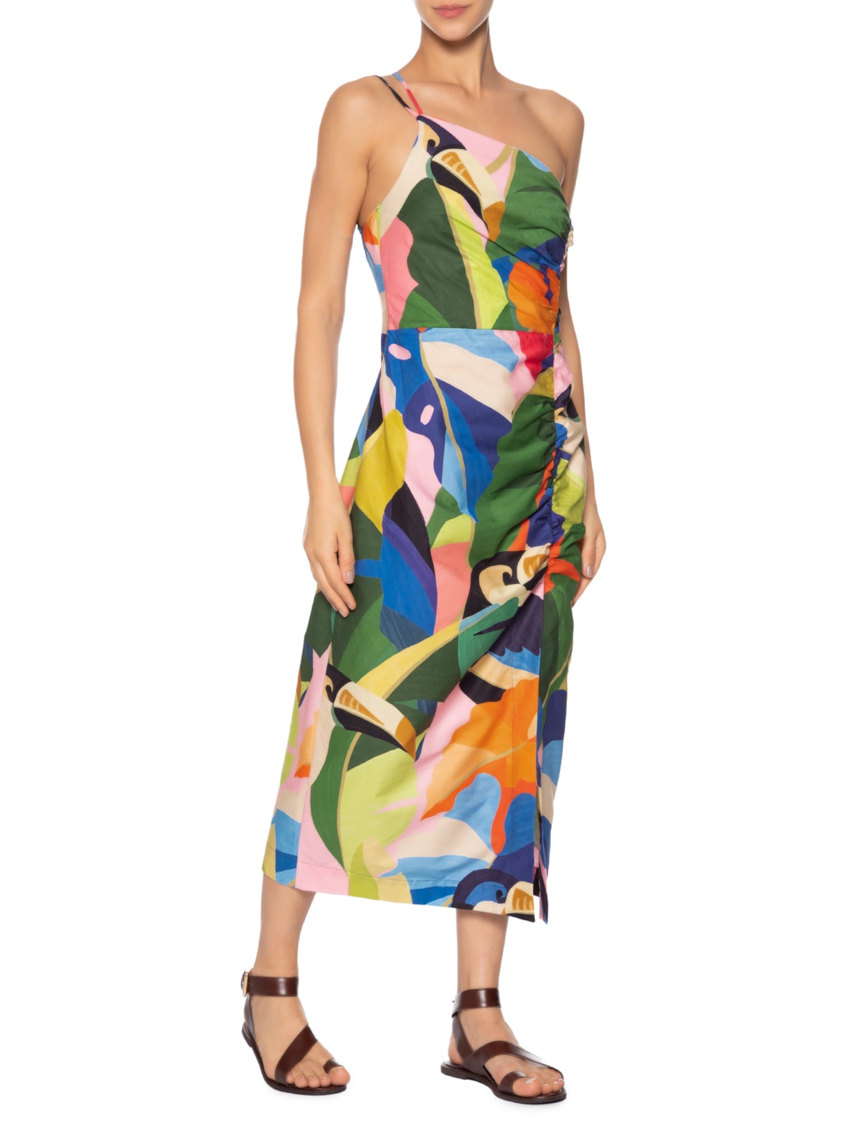 Vestido Franzido Voo Tropical Azul Farm