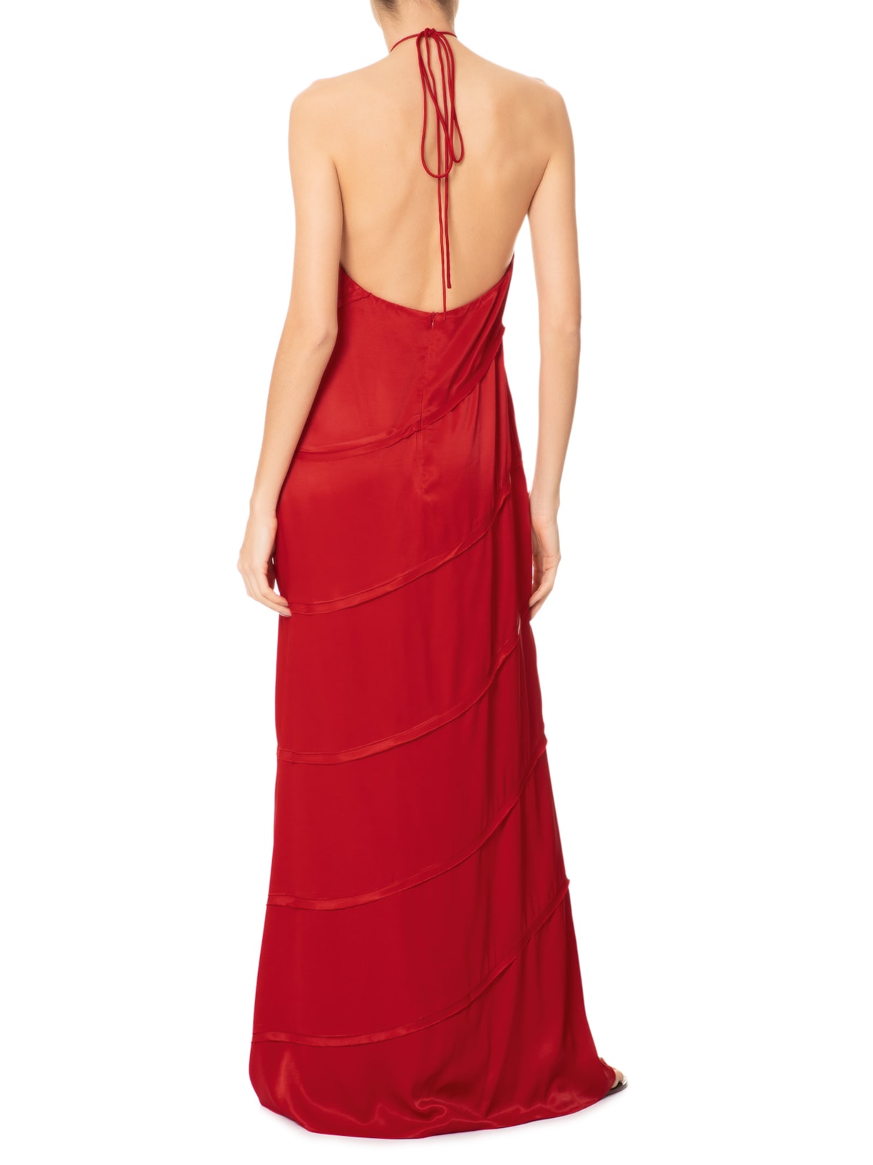 Vestido Frente Única Cetim Vermelho Farm