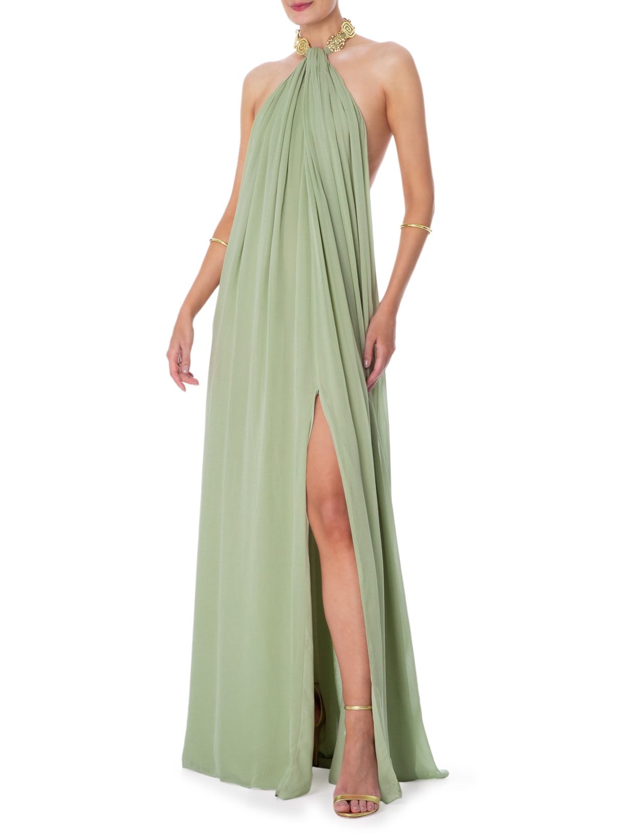 Vestido Frente única Com Abertura Frontal Verde Animale