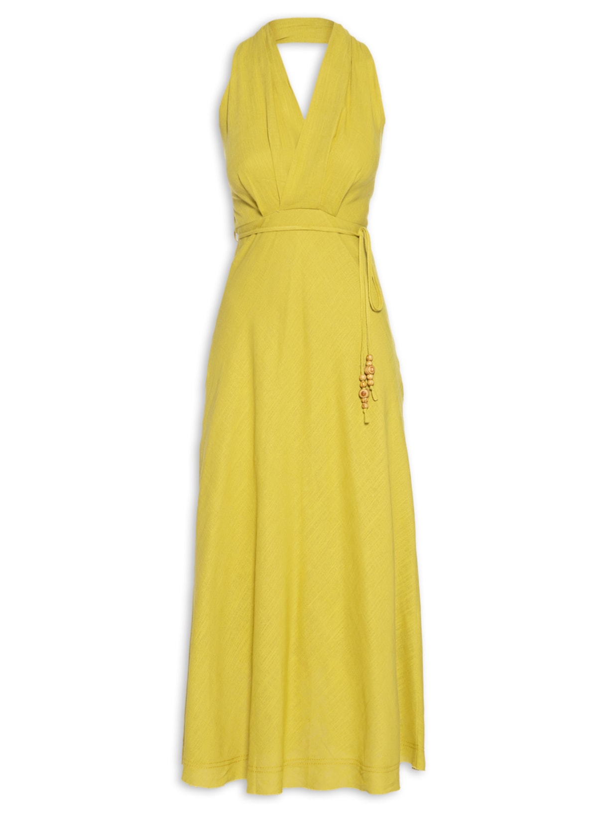 Vestido Frente única Em Linho Misto - Verde